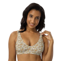 Egyptian Hieroglyphs (White) padded bikini top (6 Colors Available) - Conscious Apparel Store