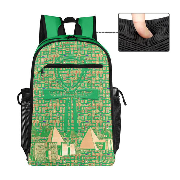 Egyptian Nubia Ankh Cross (Green) Sports Backpack (6 Colors Available) - Conscious Apparel Store