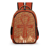 Egyptian Nubia Ankh Cross (Red - Rust) Casual Backpack (6 Colors Available) - Conscious Apparel Store