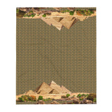 Egyptian Pyramids Hieroglyphics Throw Blanket (Olive) - Conscious Apparel Store