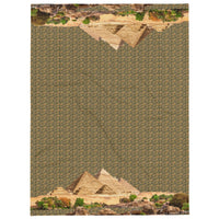 Egyptian Pyramids Hieroglyphics Throw Blanket (Olive) - Conscious Apparel Store