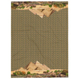 Egyptian Pyramids Hieroglyphics Throw Blanket (Olive) - Conscious Apparel Store