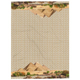 Egyptian Pyramids Hieroglyphics Throw Blanket (White) - Conscious Apparel Store