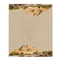 Egyptian Pyramids Hieroglyphics Throw Blanket (White) - Conscious Apparel Store