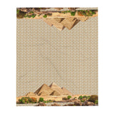 Egyptian Pyramids Hieroglyphics Throw Blanket (White) - Conscious Apparel Store