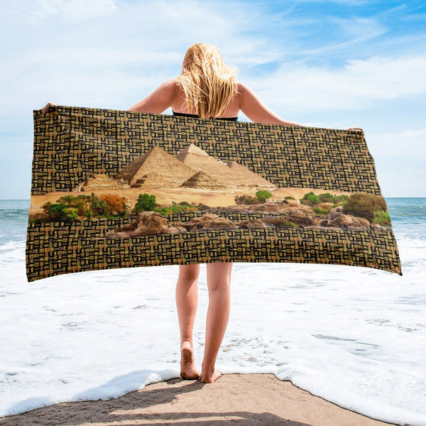 Egyptian Pyramids Hieroglyphics Towel (Black) - Conscious Apparel Store