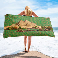 Egyptian Pyramids Hieroglyphics Towel (Green) - Conscious Apparel Store