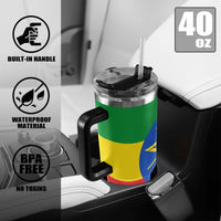 Ethiopia Flag 40oz Tumbler with Black Handle - Conscious Apparel Store