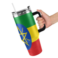 Ethiopia Flag 40oz Tumbler with Black Handle - Conscious Apparel Store