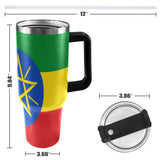 Ethiopia Flag 40oz Tumbler with Black Handle - Conscious Apparel Store