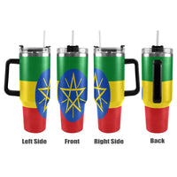 Ethiopia Flag 40oz Tumbler with Black Handle - Conscious Apparel Store