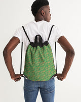 Green Hieroglyphics Canvas Drawstring Bag - Conscious Apparel Store