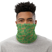 Green Hieroglyphics Neck Gaiter - Conscious Apparel Store