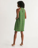 Green Hieroglyphics Women's All-Over Print Halter Dress - Conscious Apparel Store