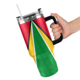 Guyana Flag 40oz Tumbler with Black Handle - Conscious Apparel Store