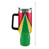 Guyana Flag 40oz Tumbler with Black Handle - Conscious Apparel Store