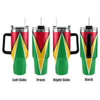 Guyana Flag 40oz Tumbler with Black Handle - Conscious Apparel Store