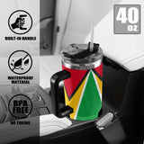 Guyana Flag 40oz Tumbler with Black Handle - Conscious Apparel Store