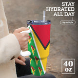 Guyana Flag 40oz Tumbler with White Handle - Conscious Apparel Store