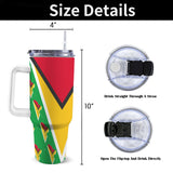 Guyana Flag 40oz Tumbler with White Handle - Conscious Apparel Store