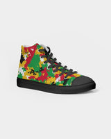 Guyana Flag Camo Men's Hightop Canvas Shoe - Black - Conscious Apparel Store