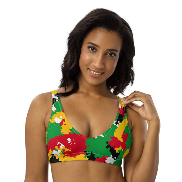 Guyana Flag Camo padded bikini top - Conscious Apparel Store