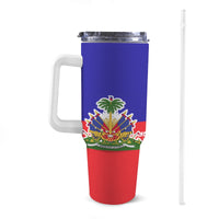 Haiti Flag 40oz Tumbler with White Handle - Conscious Apparel Store