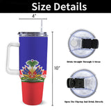 Haiti Flag 40oz Tumbler with White Handle - Conscious Apparel Store