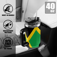 Jamaica Flag 40oz Tumbler with Black Handle - Conscious Apparel Store