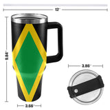 Jamaica Flag 40oz Tumbler with Black Handle - Conscious Apparel Store