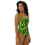 Jamaica Flag Camo One - Piece Swimsuit - Conscious Apparel Store