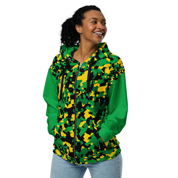 Jamaica Flag Camo Unisex zip hoodie - Conscious Apparel Store