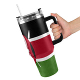 Kenya Flag 40oz Tumbler with Black Handle - Conscious Apparel Store