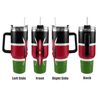 Kenya Flag 40oz Tumbler with Black Handle - Conscious Apparel Store