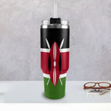 Kenya Flag 40oz Tumbler with Black Handle - Conscious Apparel Store