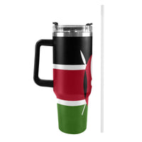 Kenya Flag 40oz Tumbler with Black Handle - Conscious Apparel Store