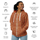 Nubia Ankh Cross (Red - Rust) Unisex zip hoodie (6Colors Available) - Conscious Apparel Store