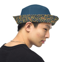 Nubia Hieroglyphics (Blue) Reversible bucket hat - Conscious Apparel Store