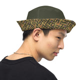 Nubia Hieroglyphics (Olive) Reversible bucket hat - Conscious Apparel Store