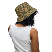 Nubia Hieroglyphics (Olive) Reversible bucket hat - Conscious Apparel Store