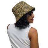 Nubia Hieroglyphics (Olive) Reversible bucket hat - Conscious Apparel Store