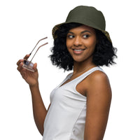 Nubia Hieroglyphics (Olive) Reversible bucket hat - Conscious Apparel Store