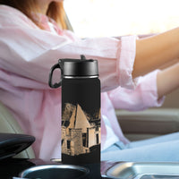 Nubia Pyramids (Black) Insulated Thermos with Straw Lid (18oz) (6 Colors Available) - Conscious Apparel Store