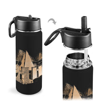 Nubia Pyramids (Black) Insulated Thermos with Straw Lid (18oz) (6 Colors Available) - Conscious Apparel Store