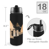 Nubia Pyramids (Black) Insulated Thermos with Straw Lid (18oz) (6 Colors Available) - Conscious Apparel Store