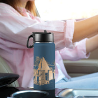 Nubia Pyramids (Blue) Insulated Thermos with Straw Lid (18oz) (6 Colors Available) - Conscious Apparel Store