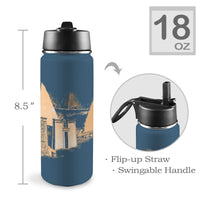 Nubia Pyramids (Blue) Insulated Thermos with Straw Lid (18oz) (6 Colors Available) - Conscious Apparel Store