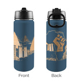 Nubia Pyramids (Blue) Insulated Thermos with Straw Lid (18oz) (6 Colors Available) - Conscious Apparel Store