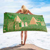 Nubia Pyramids (Green) Beach Towel (6 Colors Available) - Conscious Apparel Store