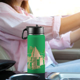 Nubia Pyramids (Green) Insulated Thermos with Straw Lid (18oz) (6 Colors Available) - Conscious Apparel Store